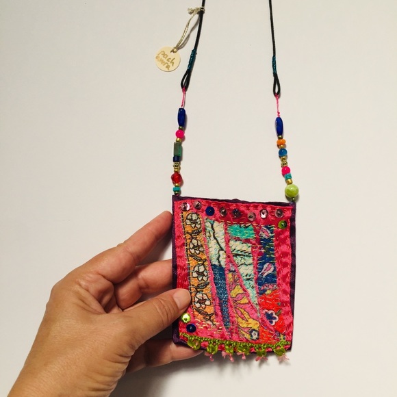 Handmade one of a kind up-cycled fabric necklace - Picture 7 of 8